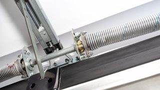 Closeup of garage door springs