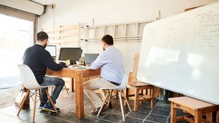 Home office in garage