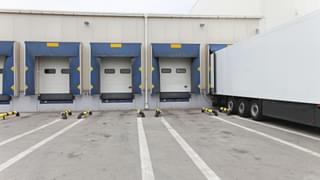 Truck docked at loading bay