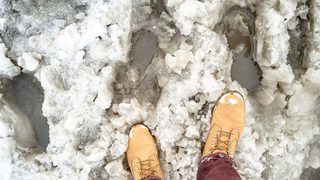 Yellow Boots In Slush Min