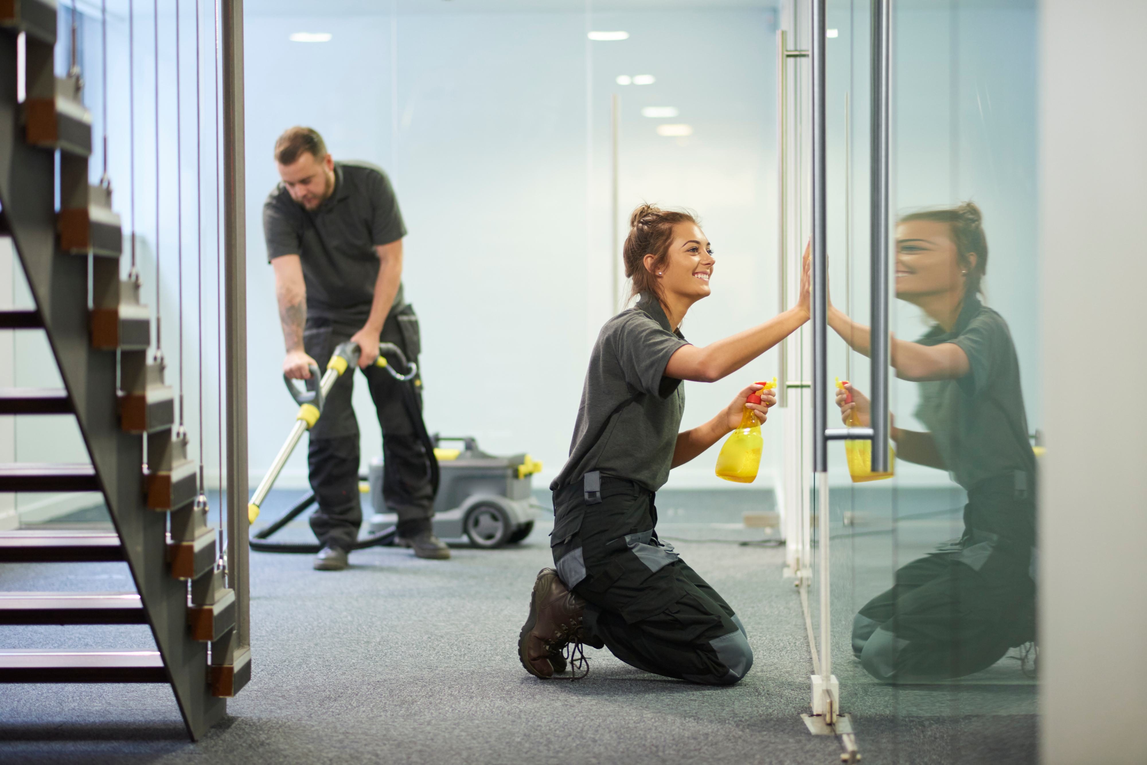 commercial pedestrian door maintenance cleaning