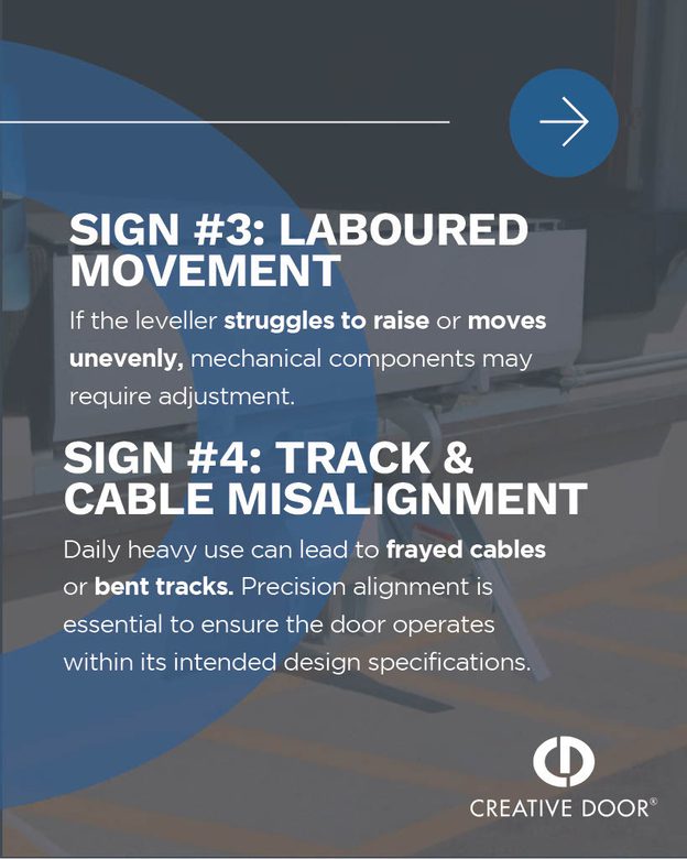 Signs #3 and #4 of dock equipment needing service
