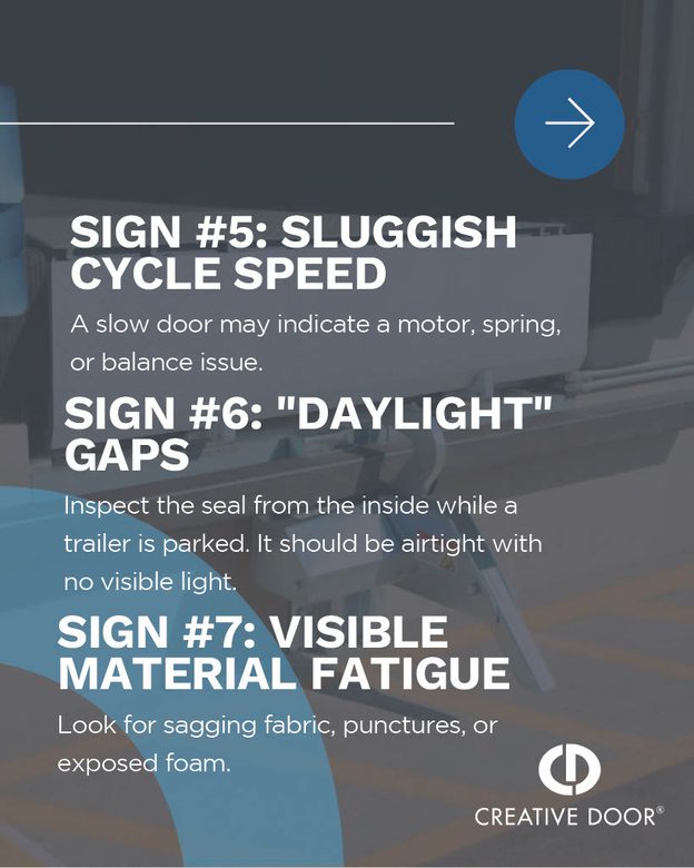 Signs #5,#6 and #7 of dock equipment needing service