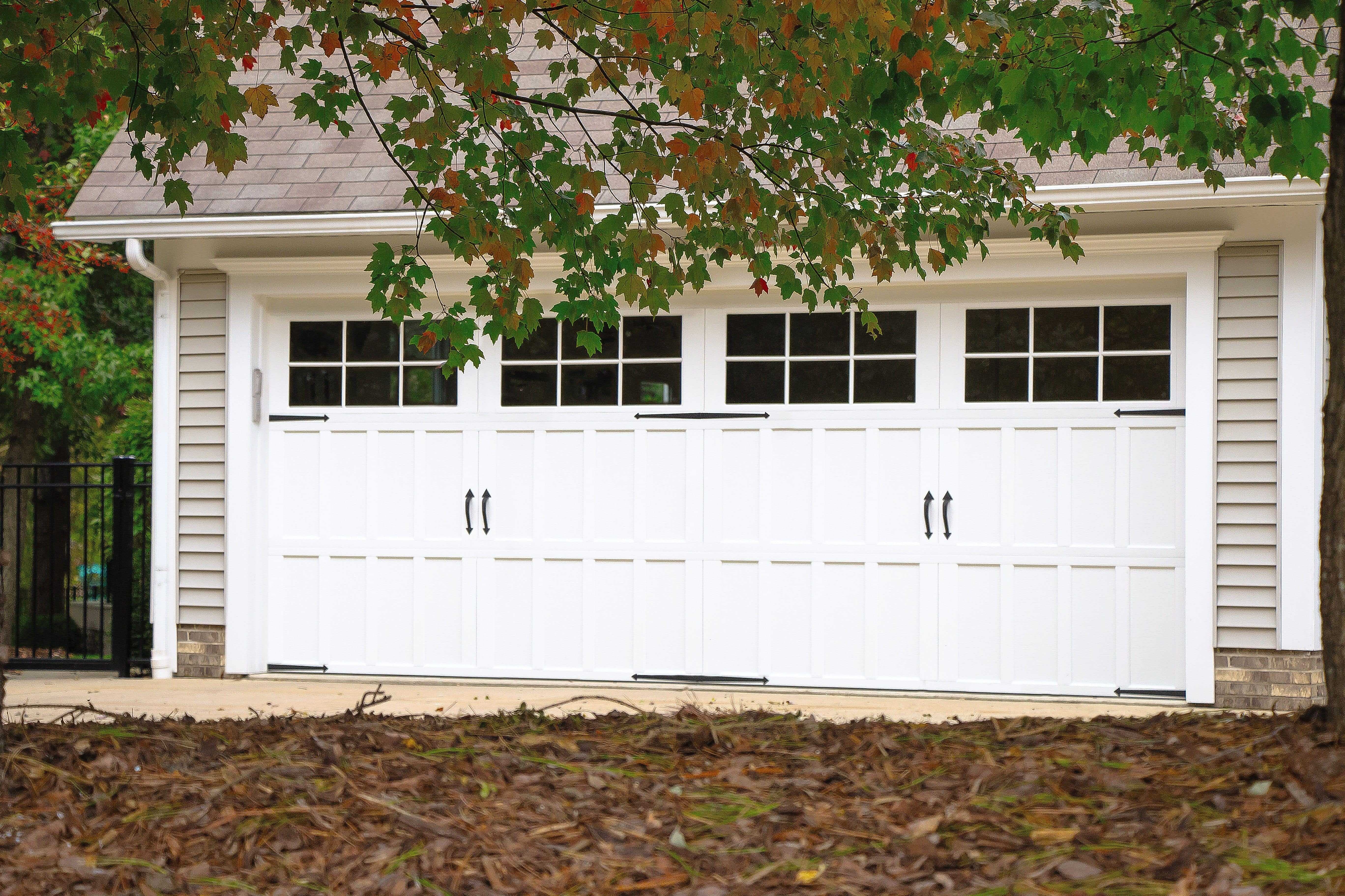 white classic double garage doors