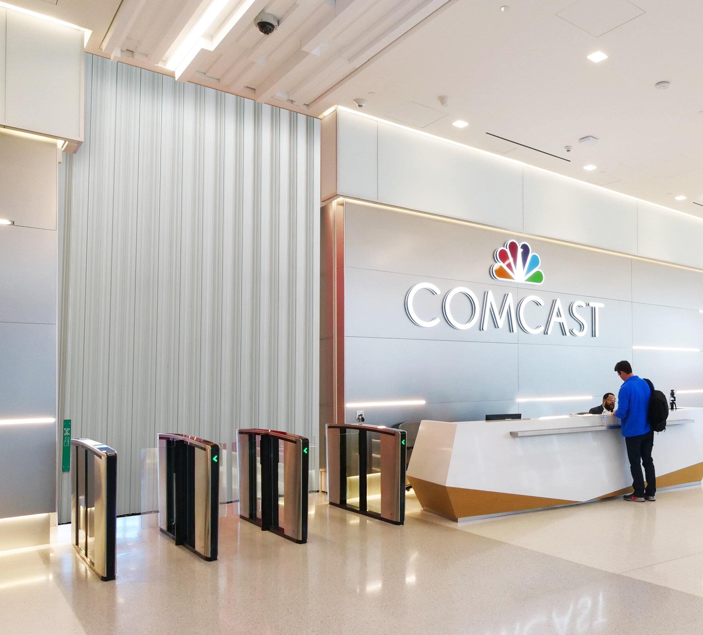 comcast entrance with steelguard pedestrian doors