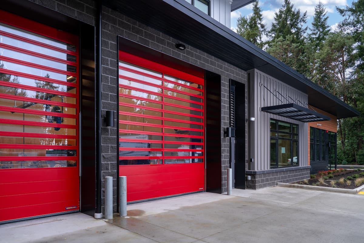 fire station with two high speed doors