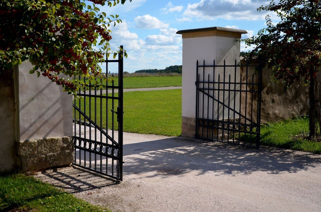 swing gate entrance to rural property