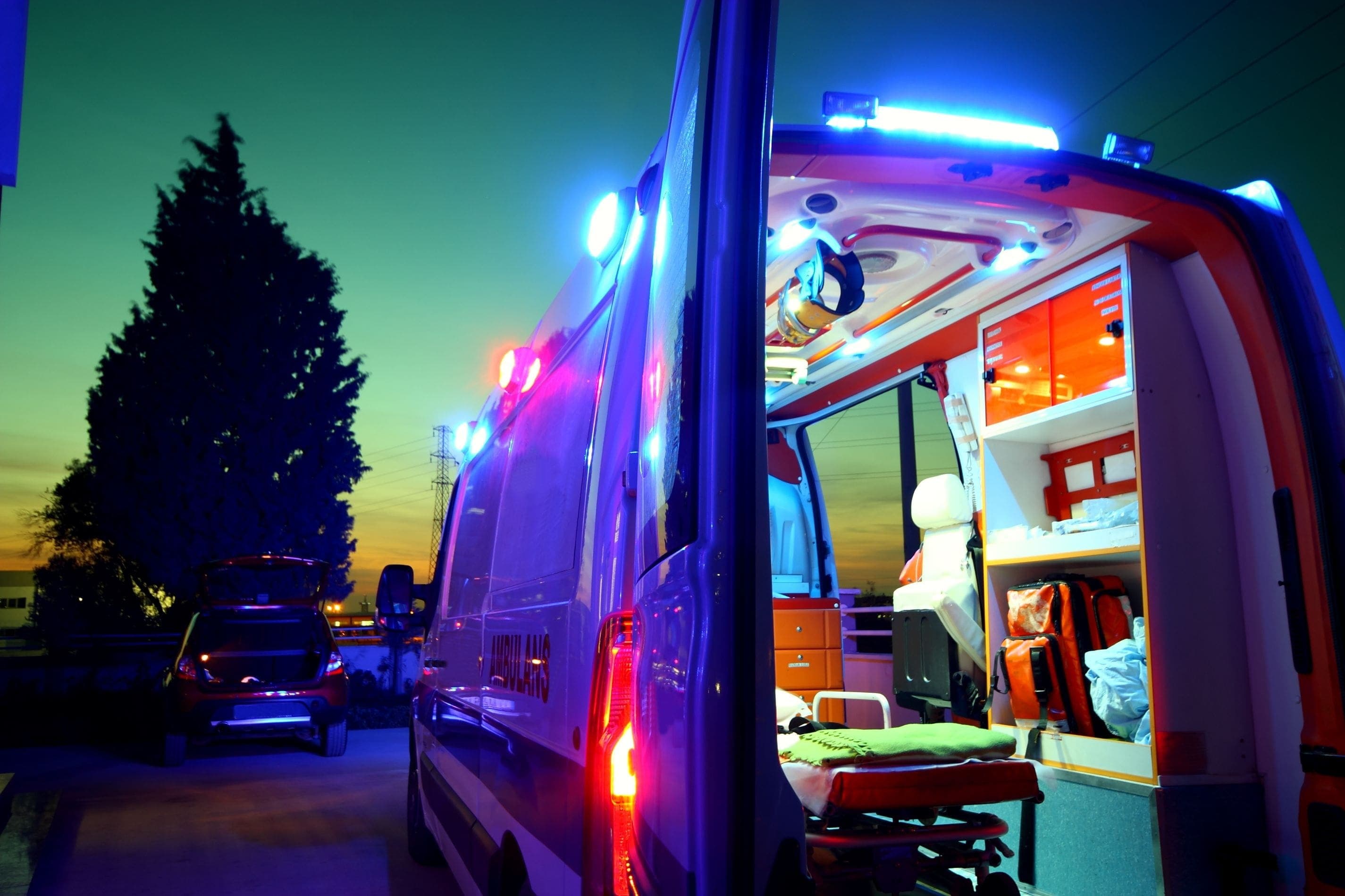 ambulance with flashing lightd
