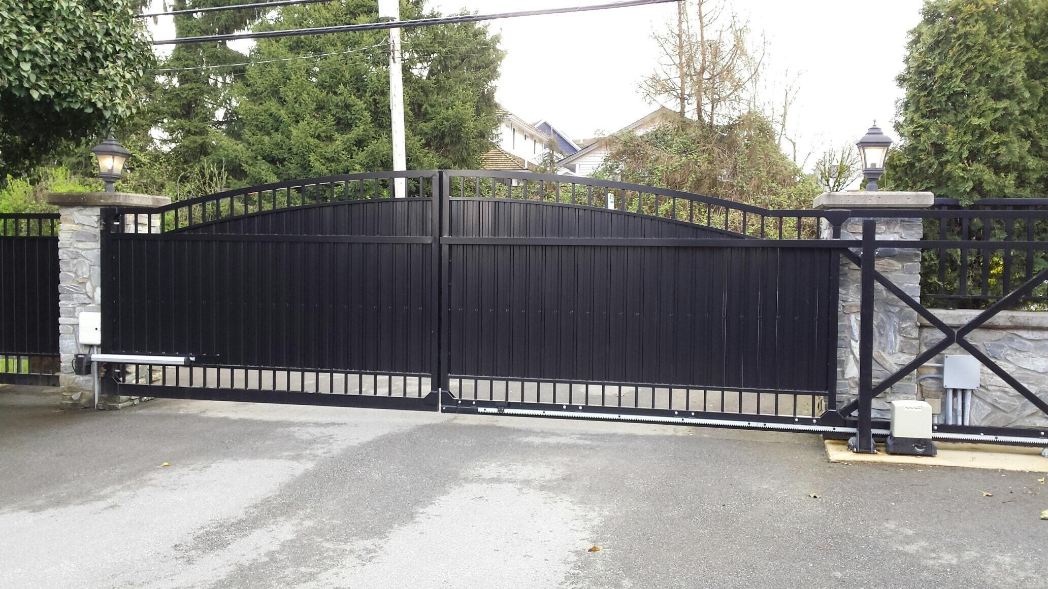 black driveway swing gate