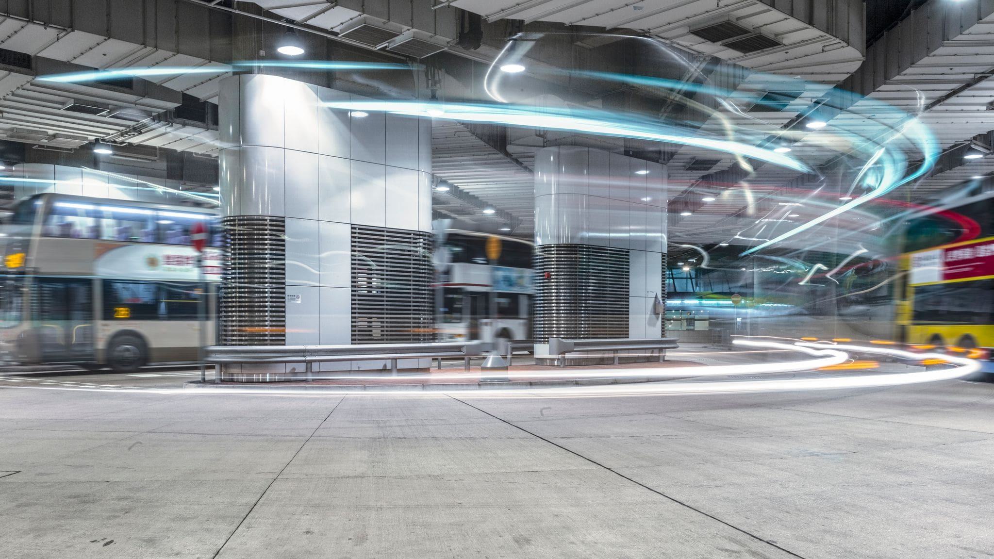 a bus underground bus station terminal