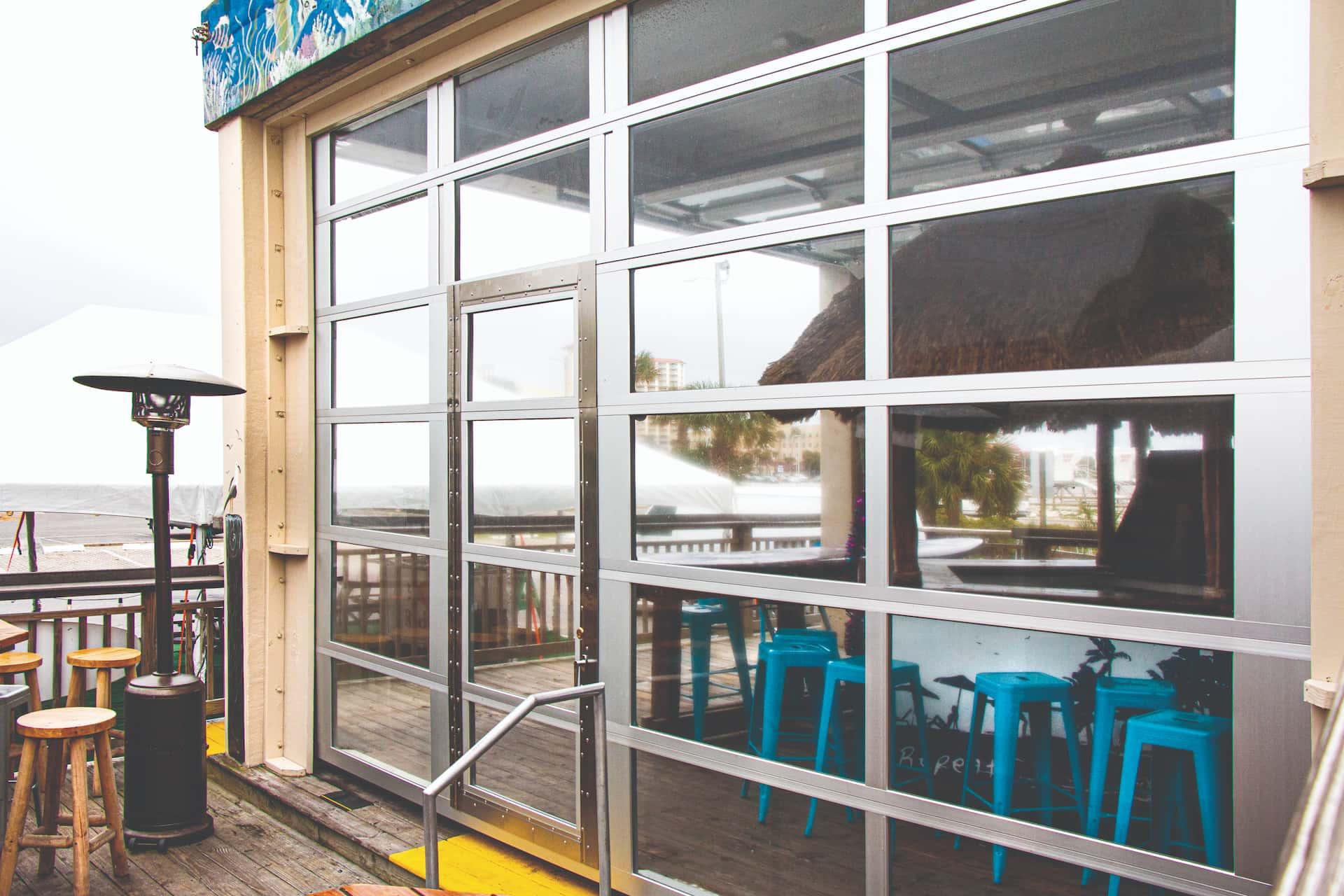 clear glass pass restaurant door