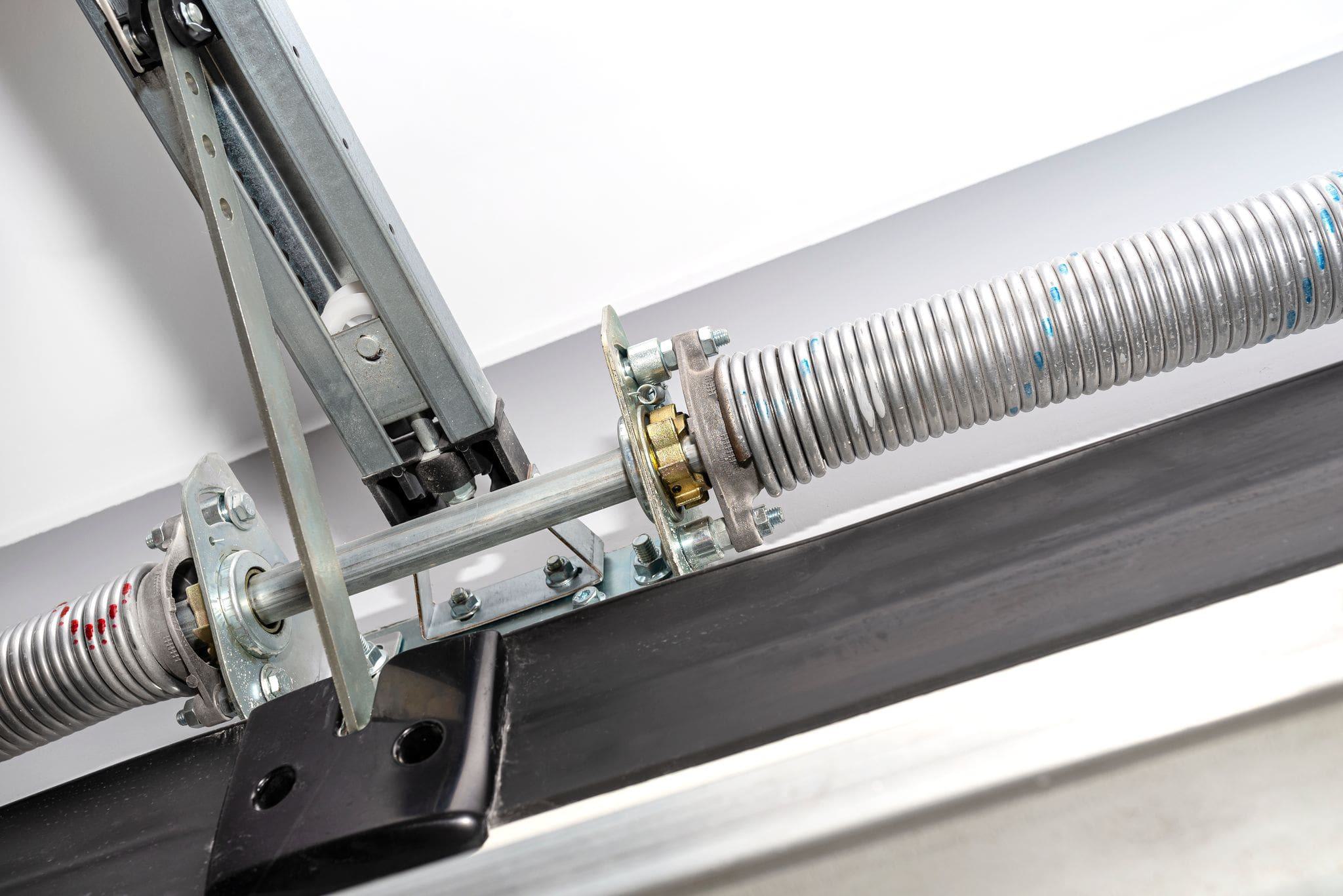 close up of high tension springs for a commercial door