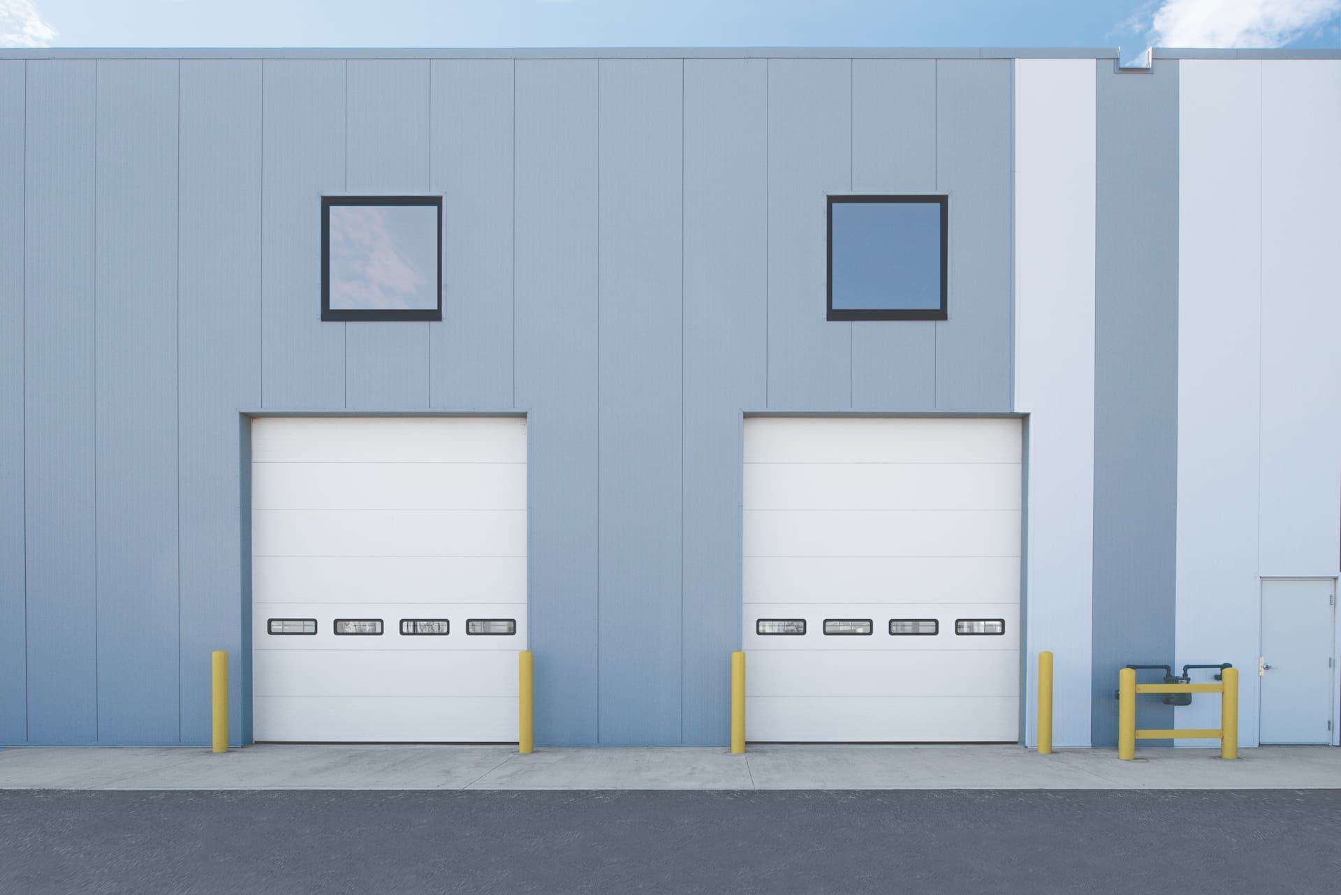 commercial sectional doors on industrial facility