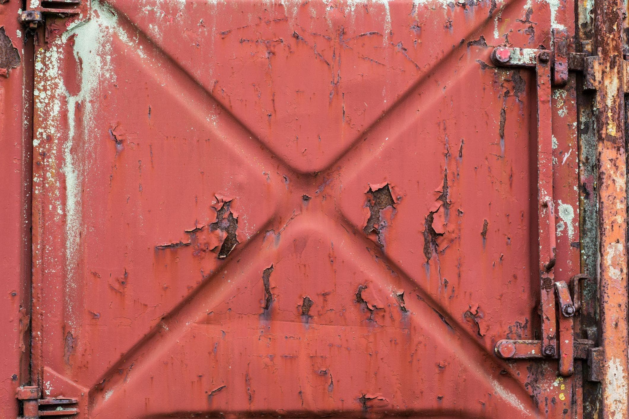 rusted and damaged industrial door