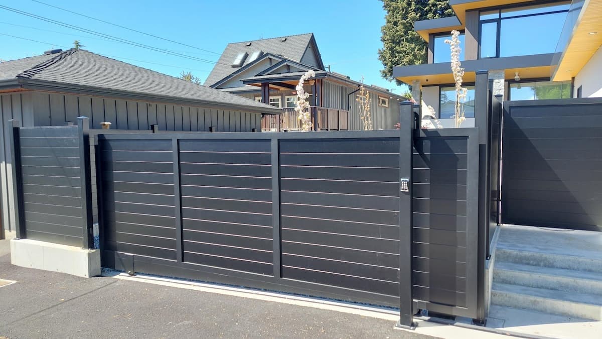 gray driveway sliding gate