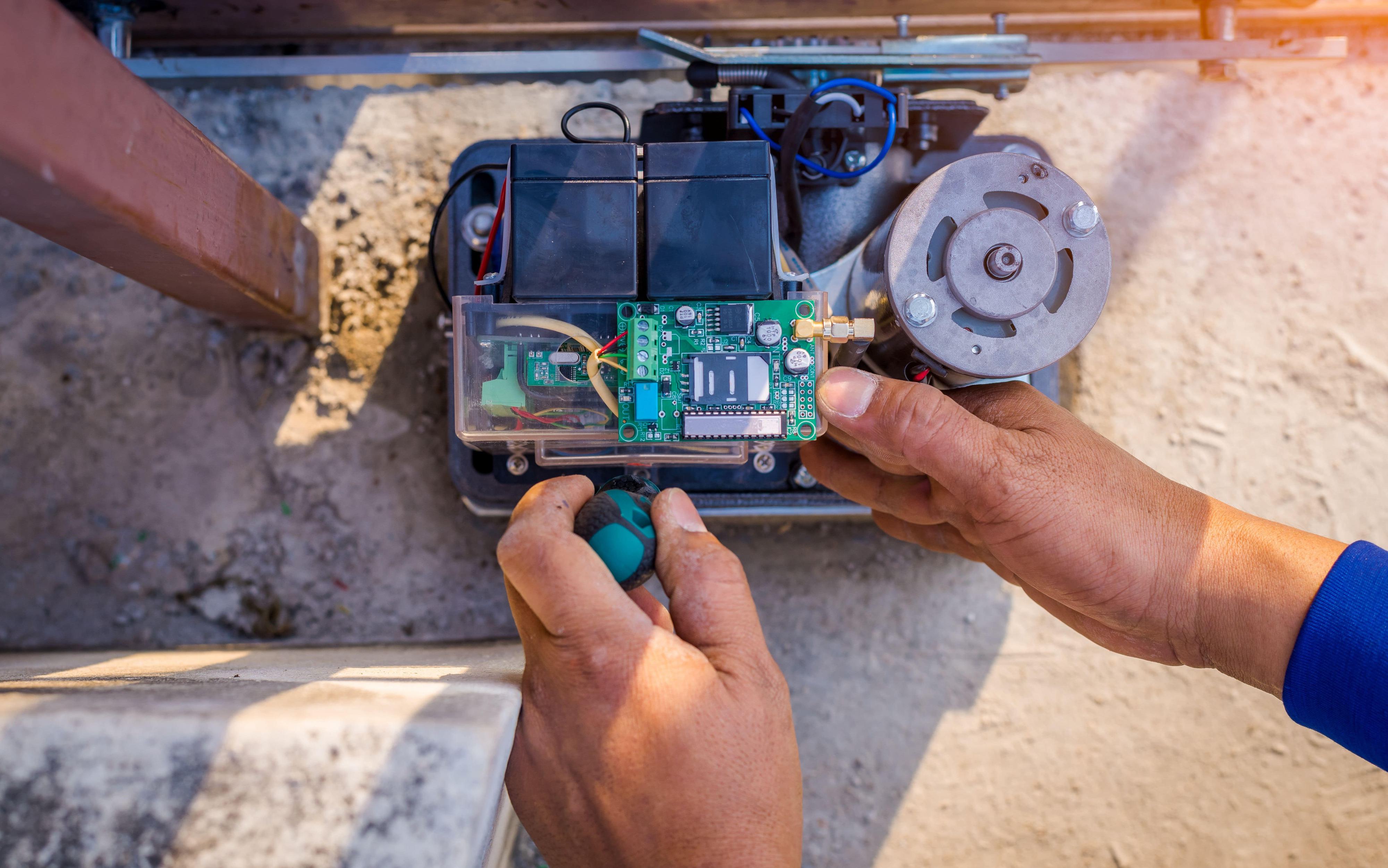 closeup of inside automatic gate motor