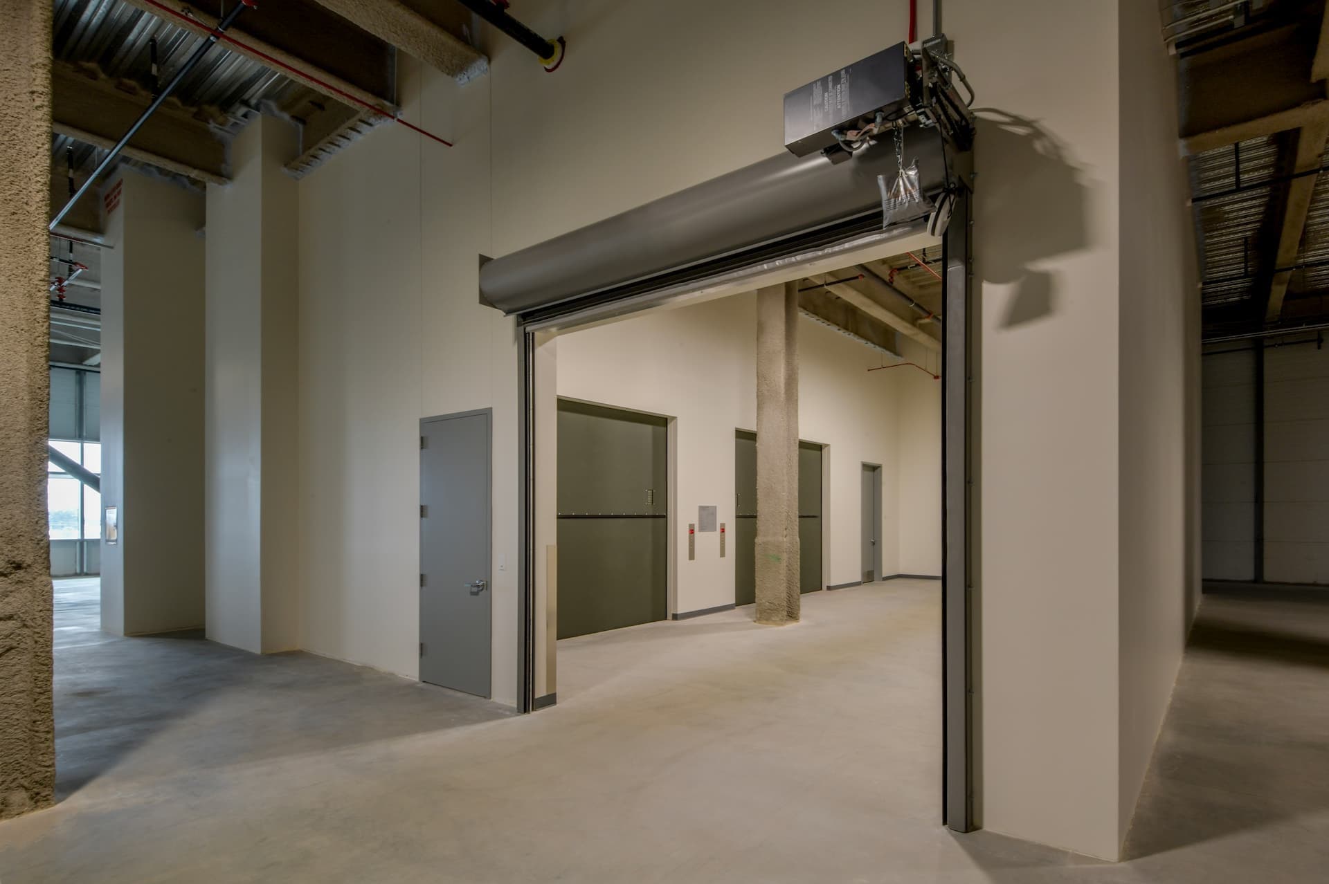 elevator lobby with fire doors