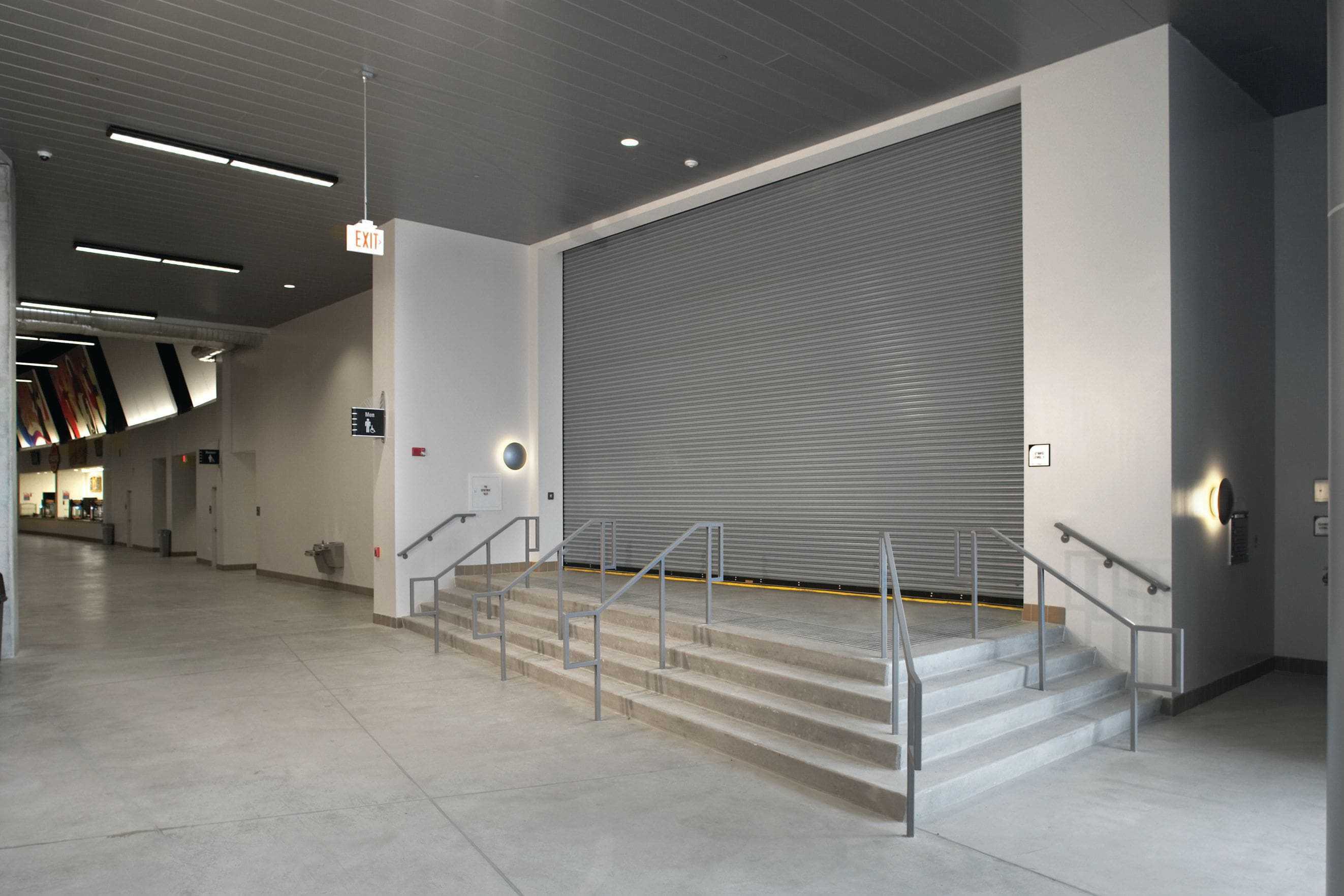 Building interior with grey firestar doors Building interior with grey firestar doors