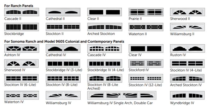 style guide for ranch and sonomal ranch panel garage door windows