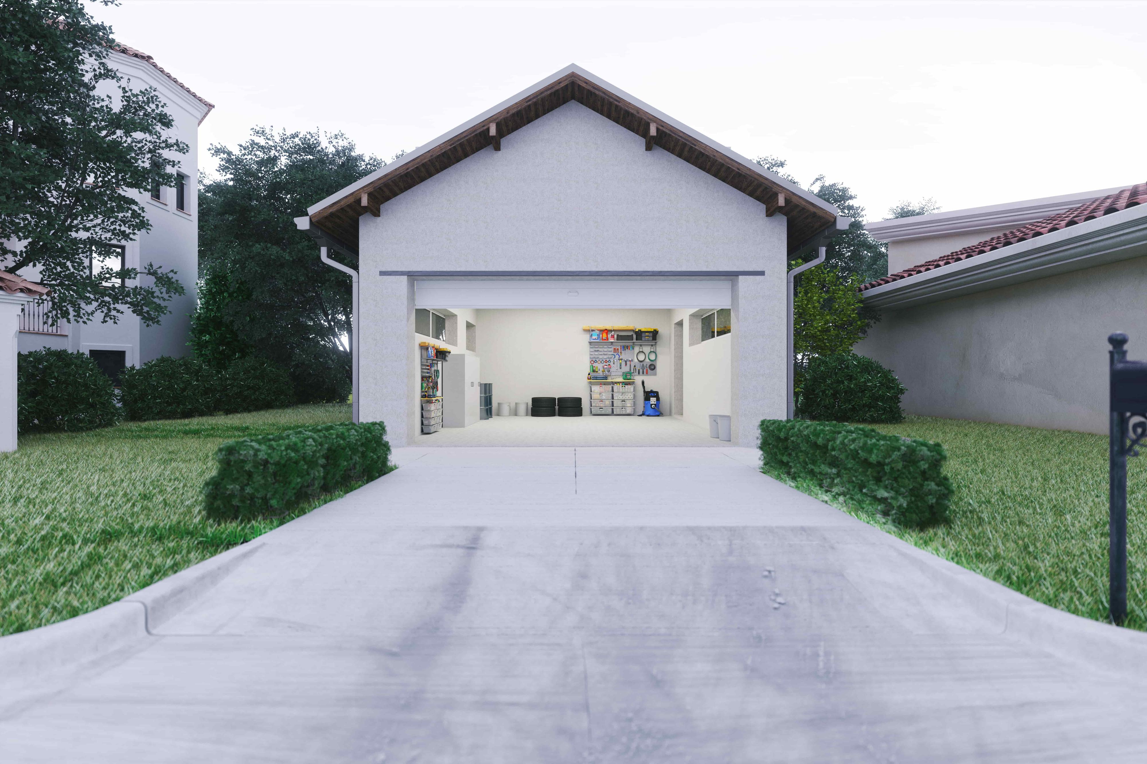 garage with open door