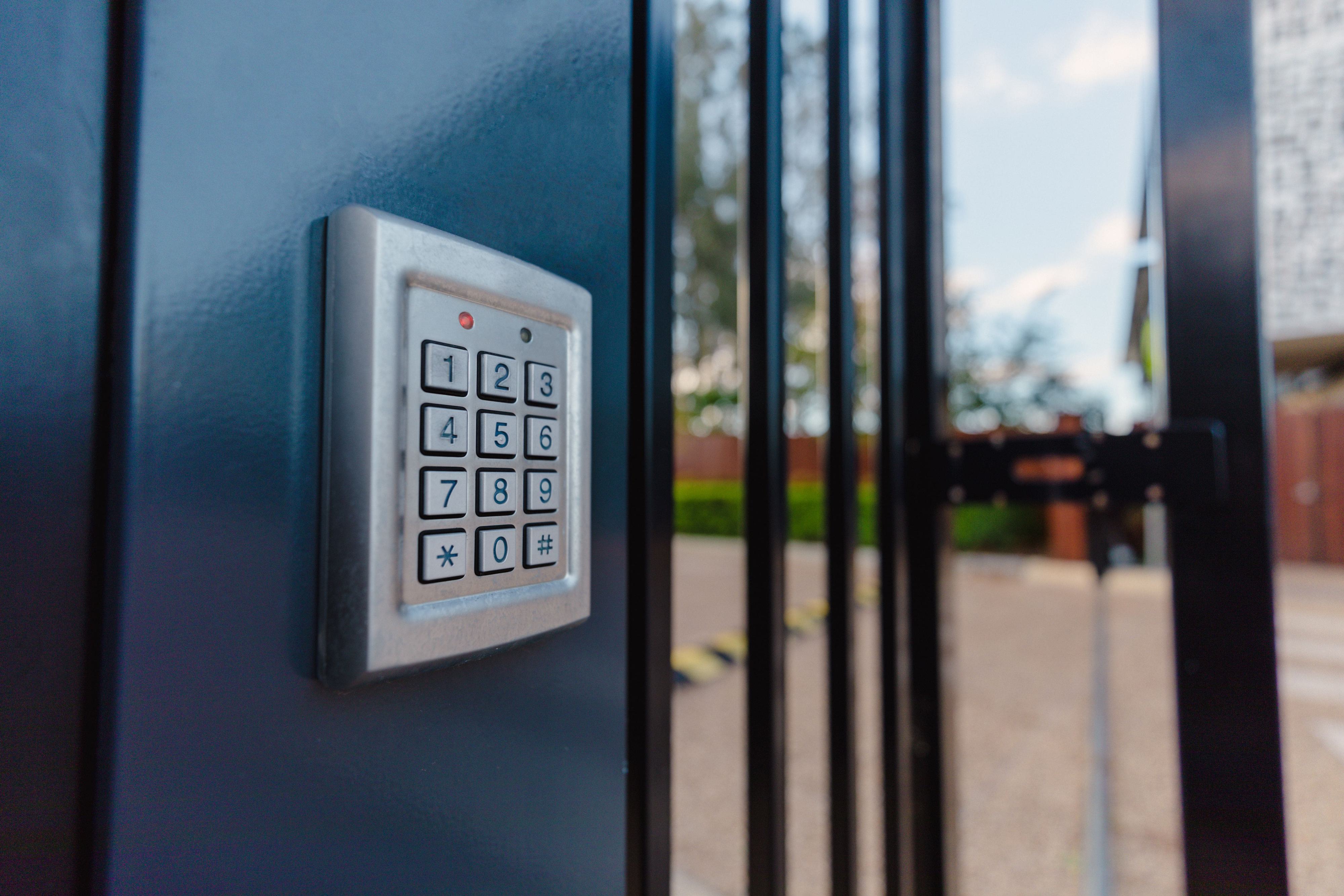 residential gate keypad closeup