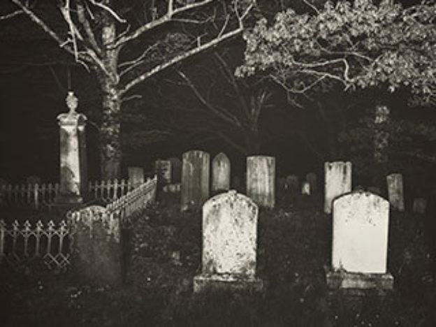 Black and white graveyard scene Black and white graveyard scene