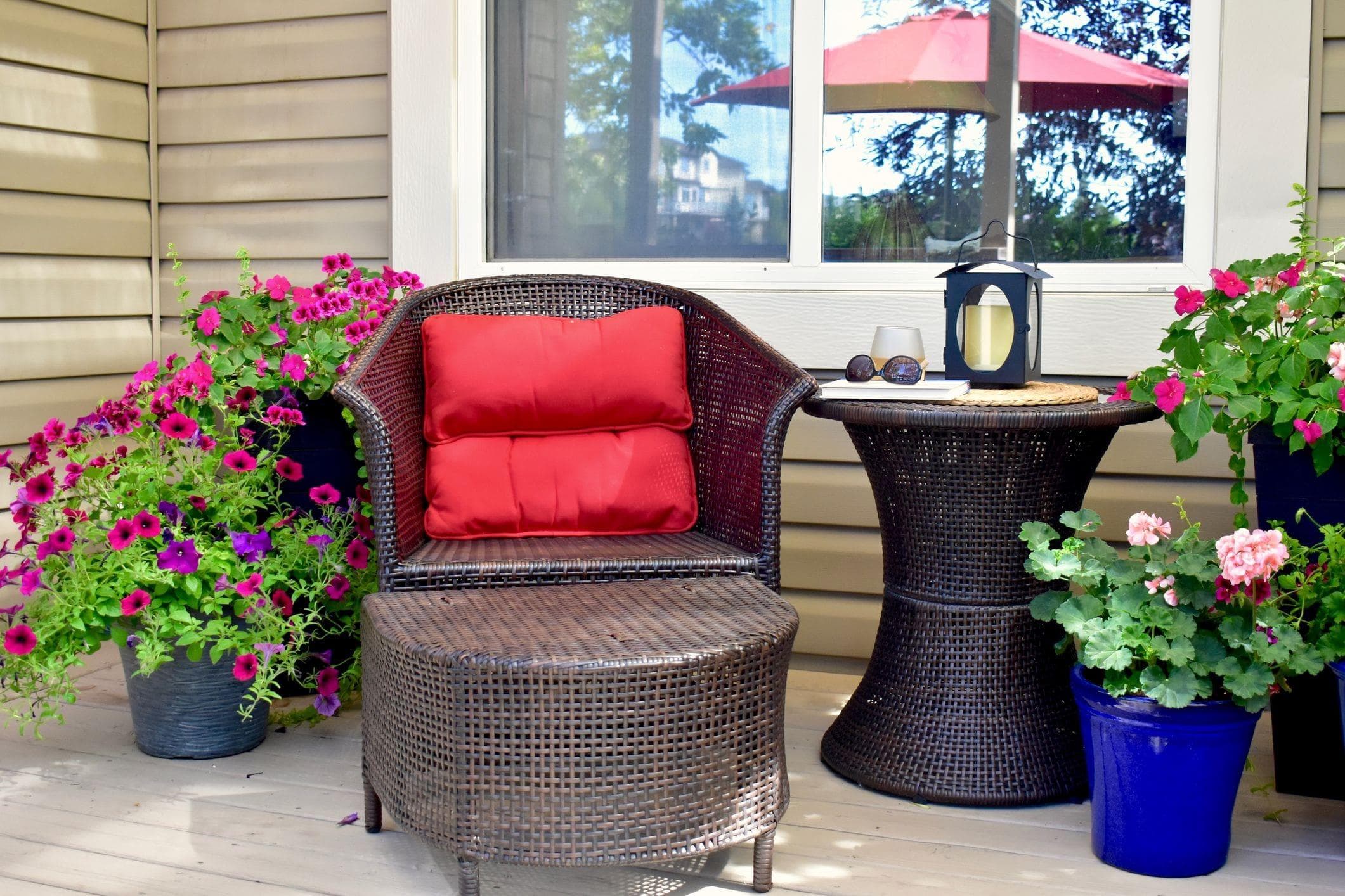 front porch home accessories and plants