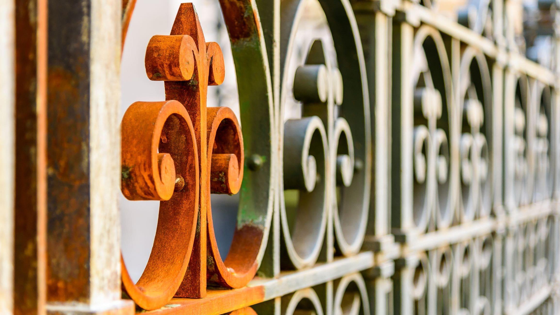 discolored and rusting gate discolored and rusting gate