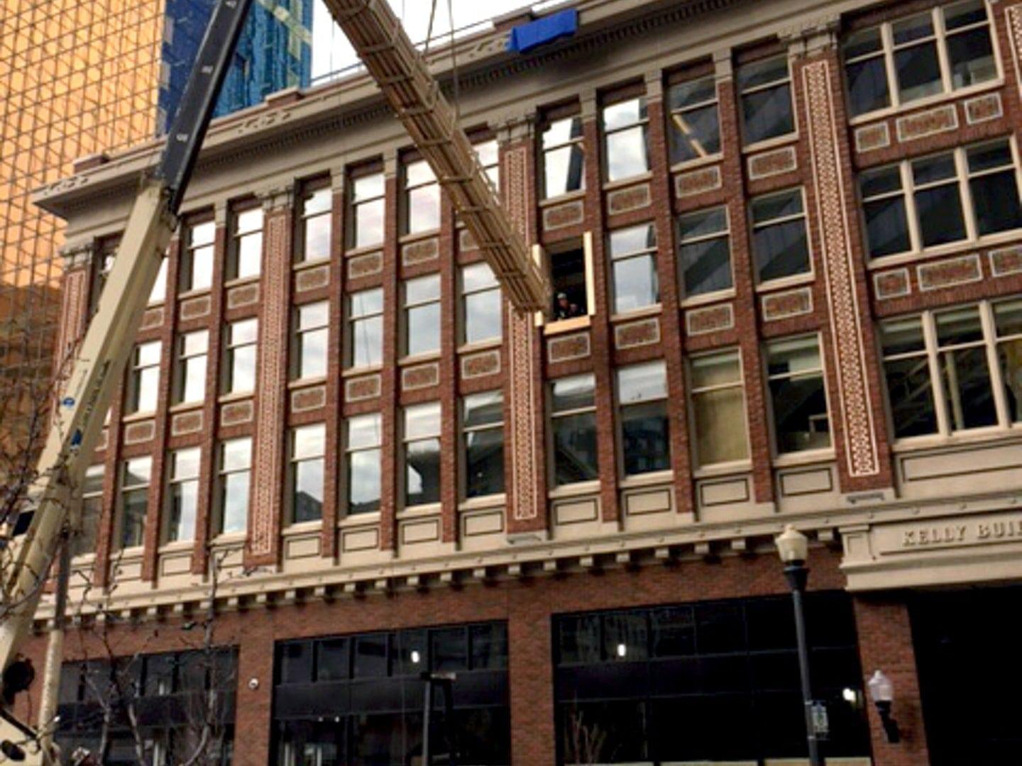 Edmonton Kelly Ramsey building restoration in progress by Creative Door Edmonton Kelly Ramsey building restoration in progress by Creative Door