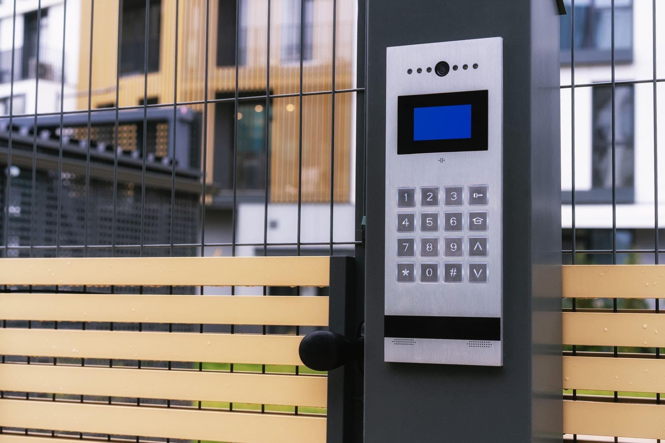 modern automatic gate entry system with digital keypad for security