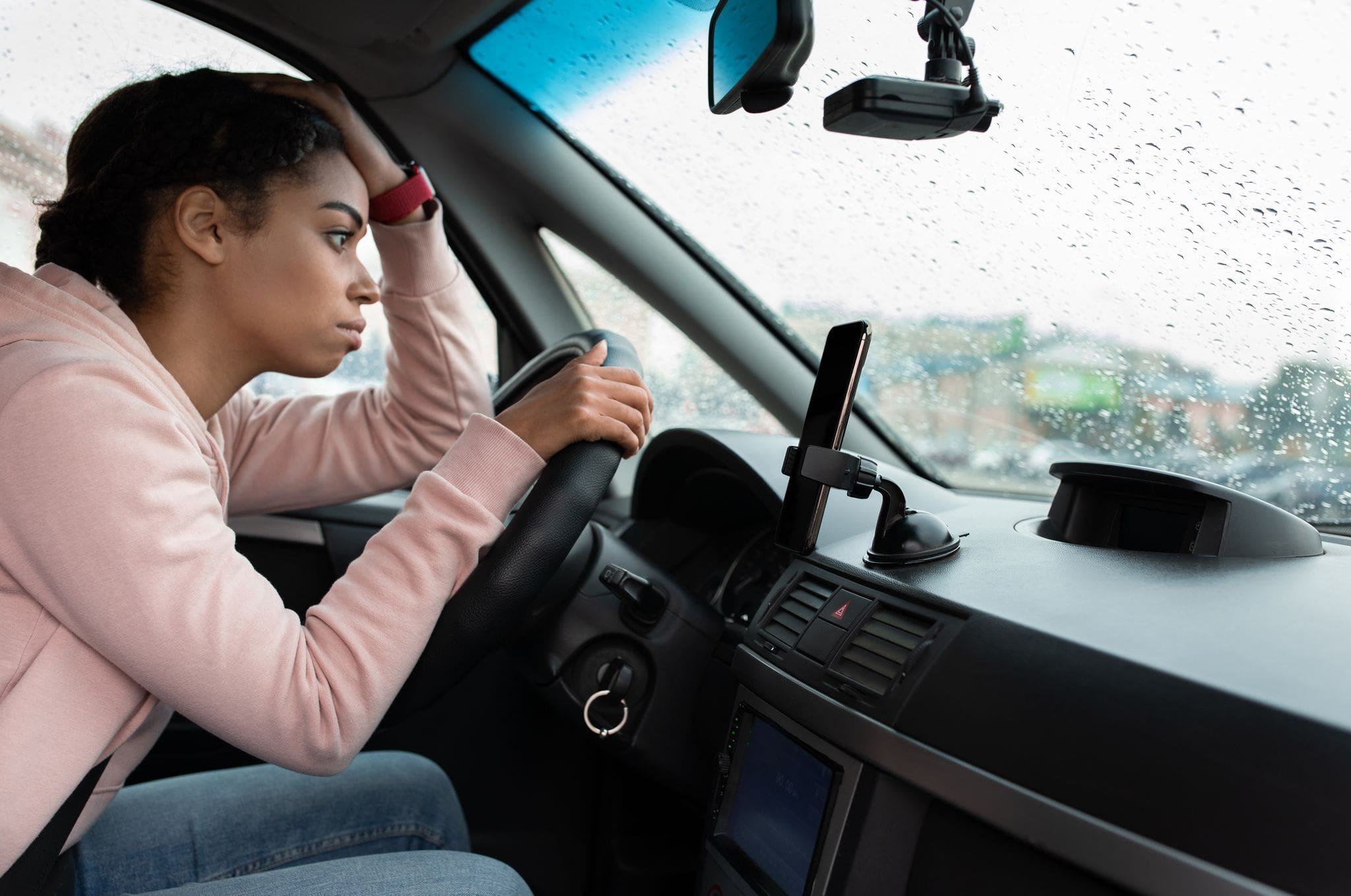 late for work stuck in car