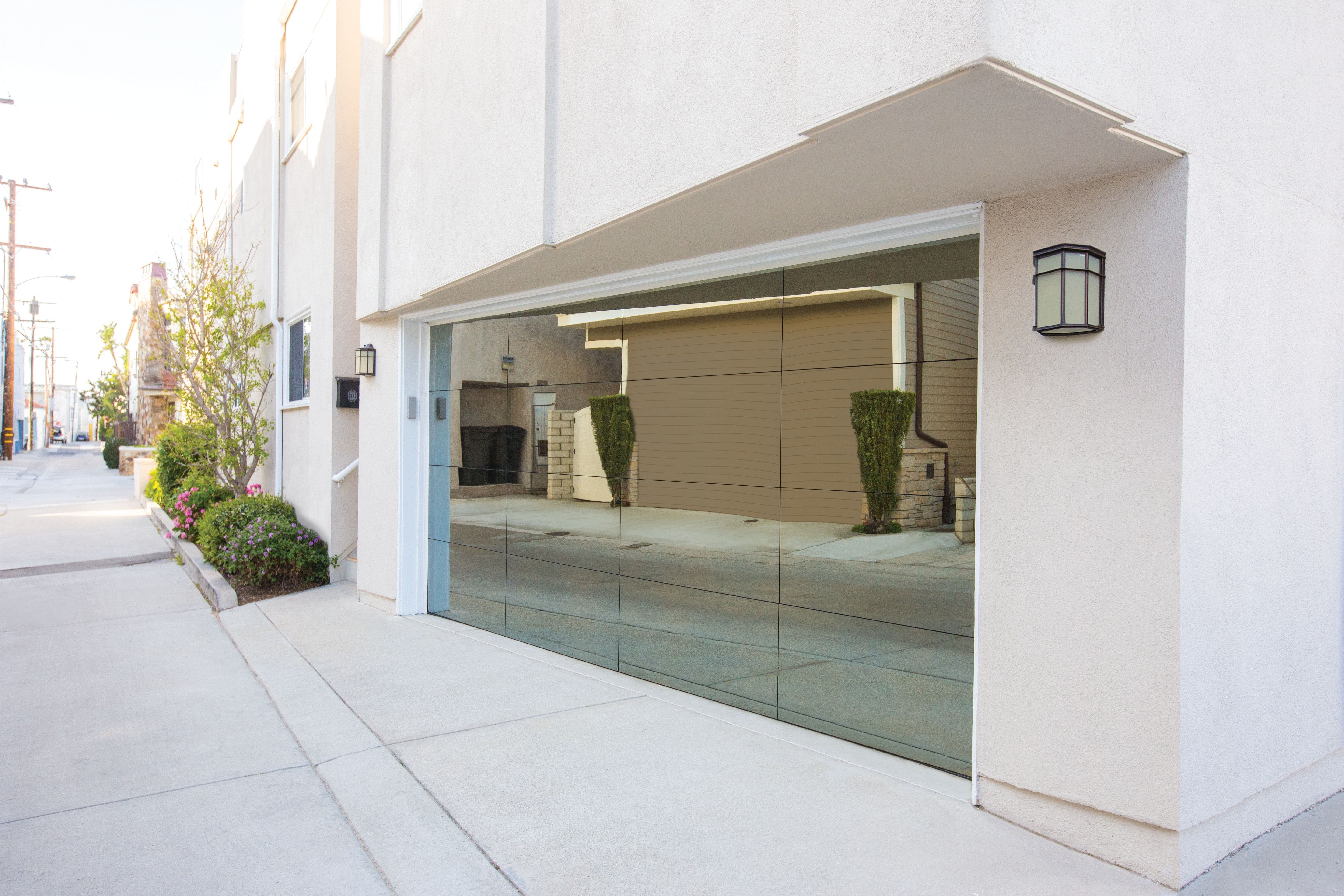 mirror grey glass garage doors
