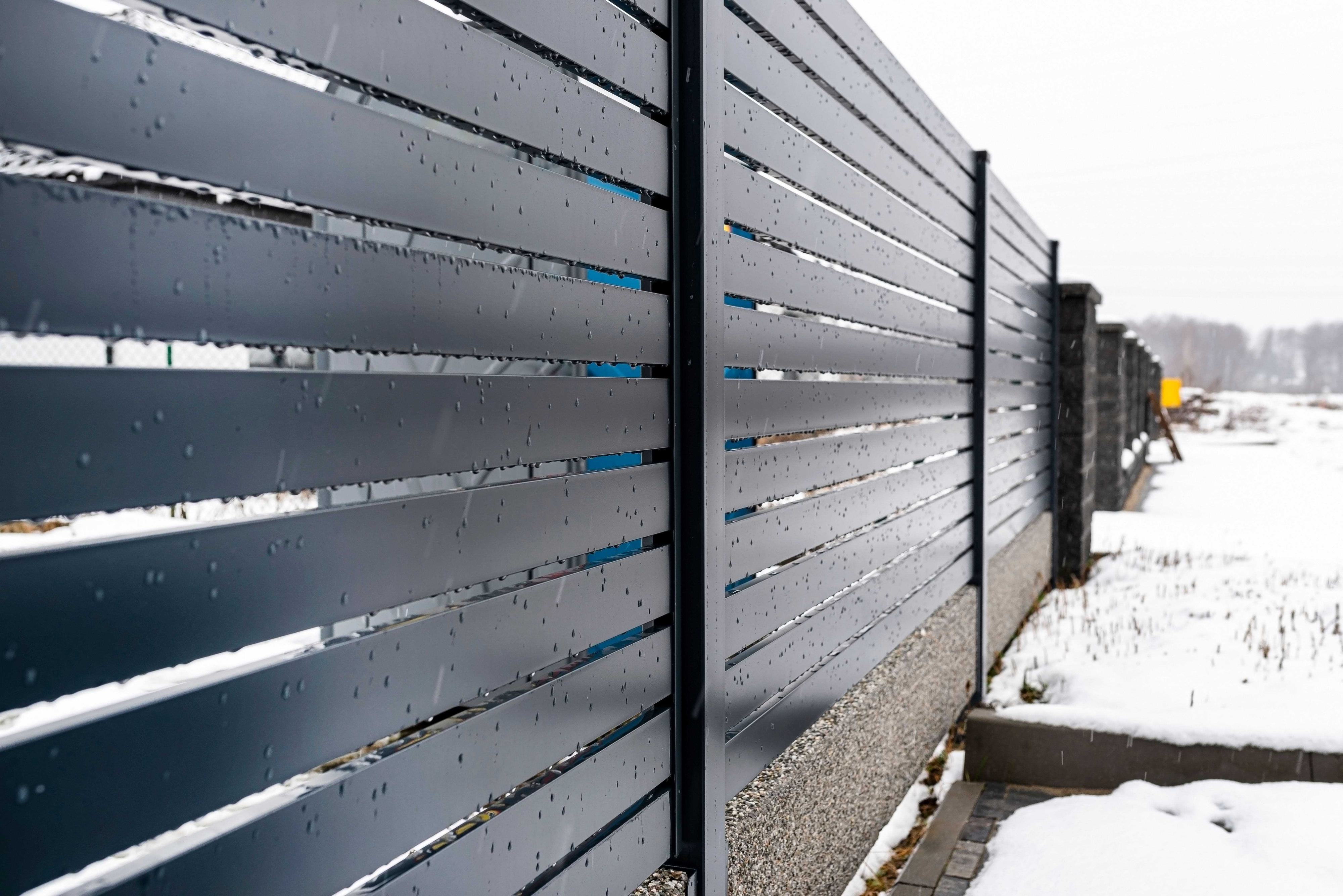 modern installed automatic gate in winter modern installed automatic gate in winter