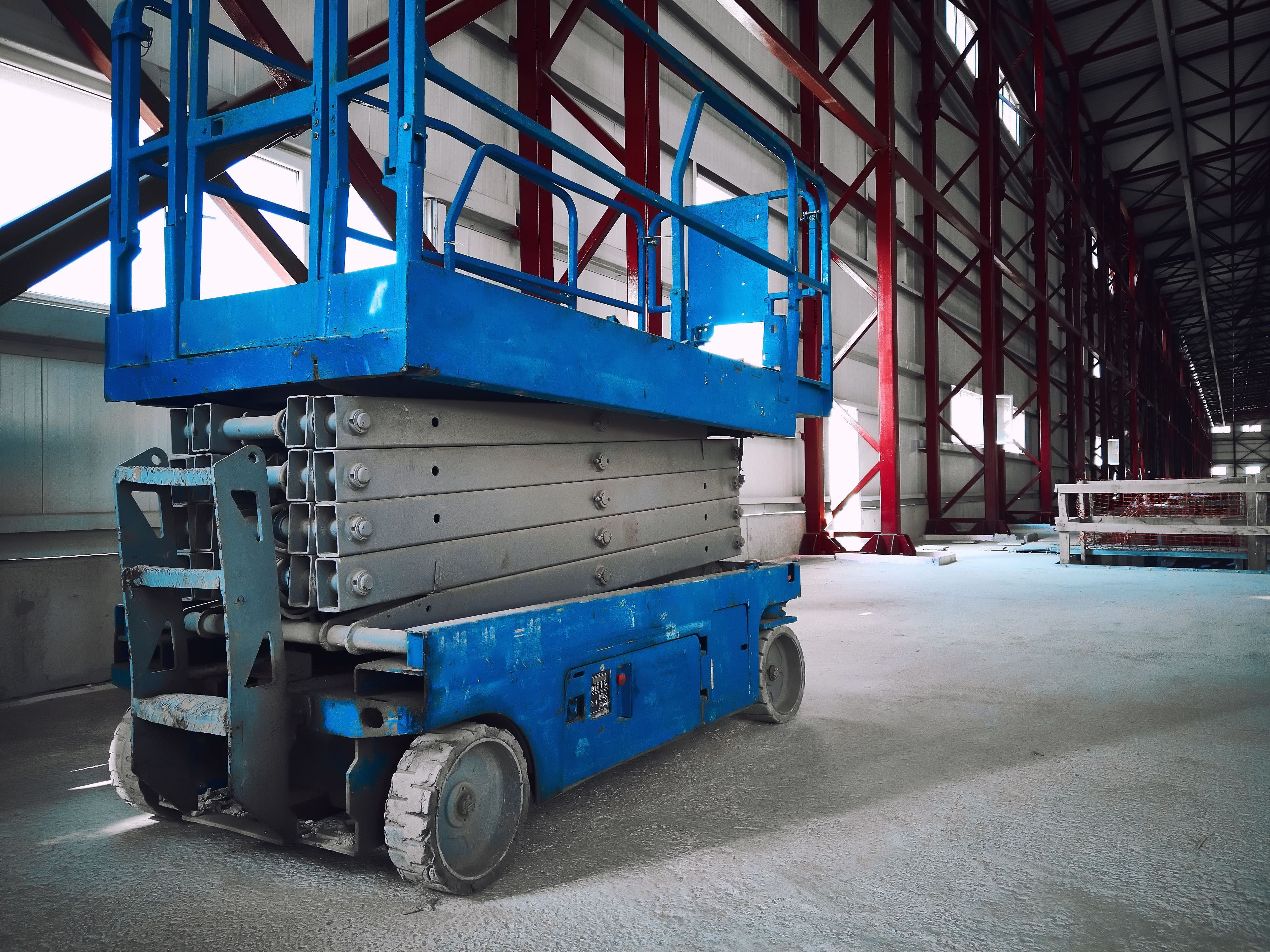 scissor lift in dock for maintenance
