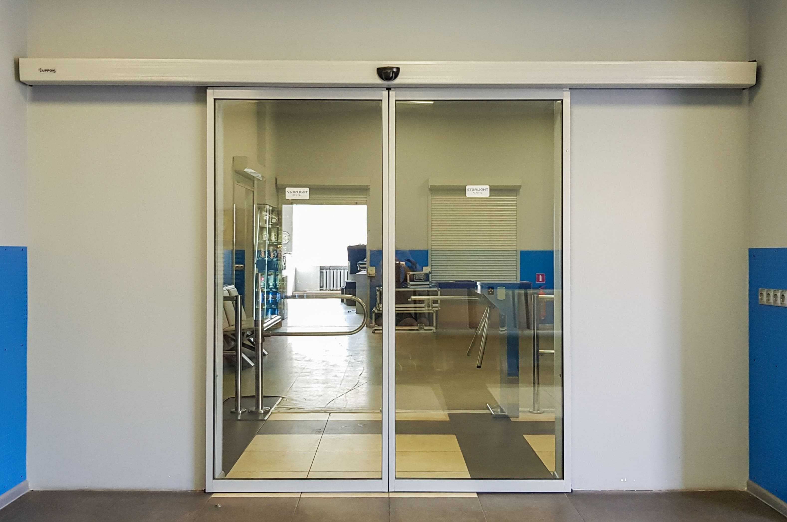 sliding automatic glass doors interior of waiting area