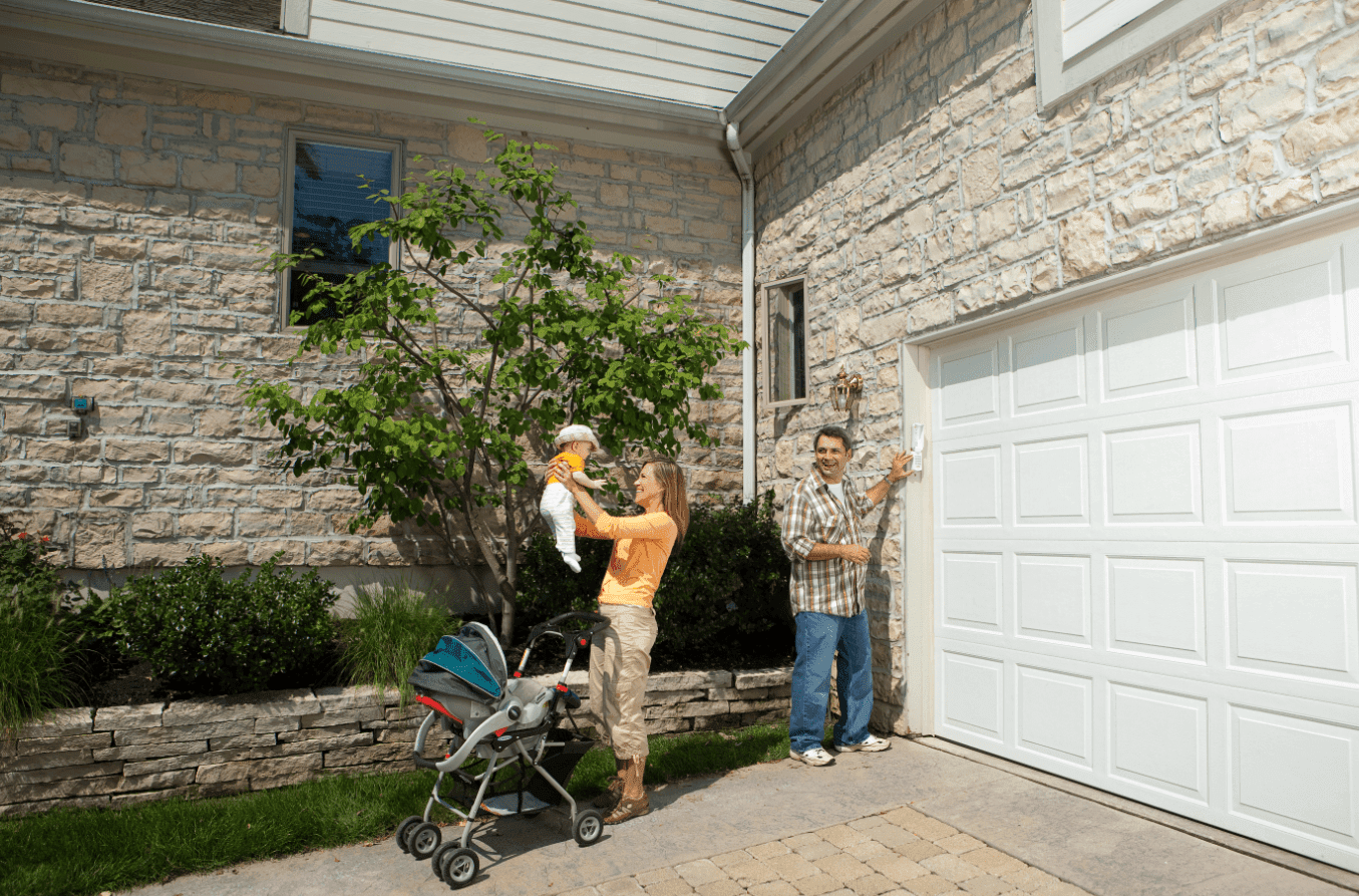 happy family adding smart access controls for garage door retrofit