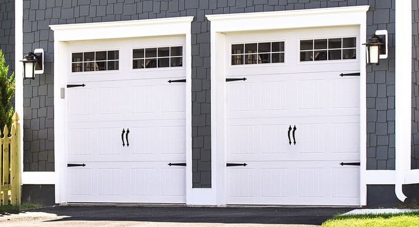 wayne dalton steel garage doors white on matte grey-blue
