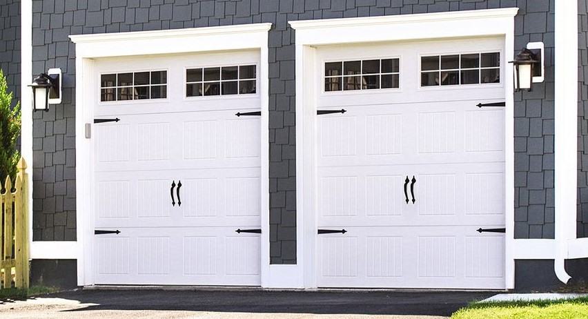 wayne dalton steel garage doors white on matte grey-blue