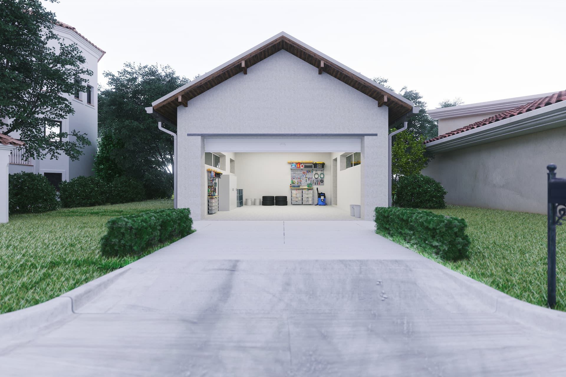 view of open garage door
