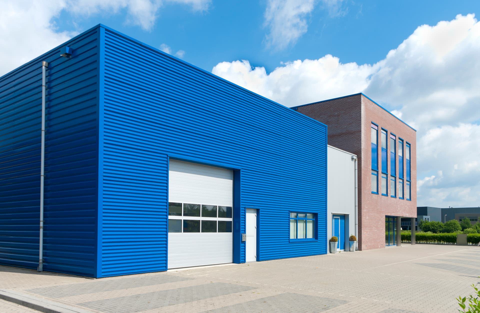 warehouse with commercial door and pedestrian door