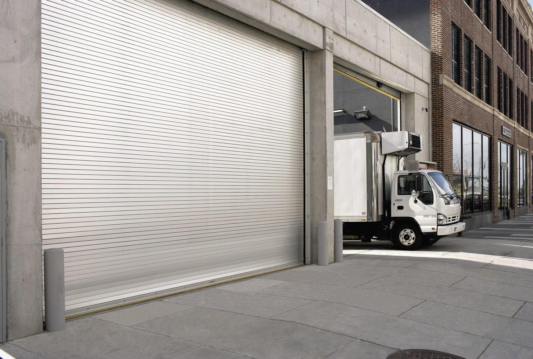 wayne dalton commercial door with loading truck