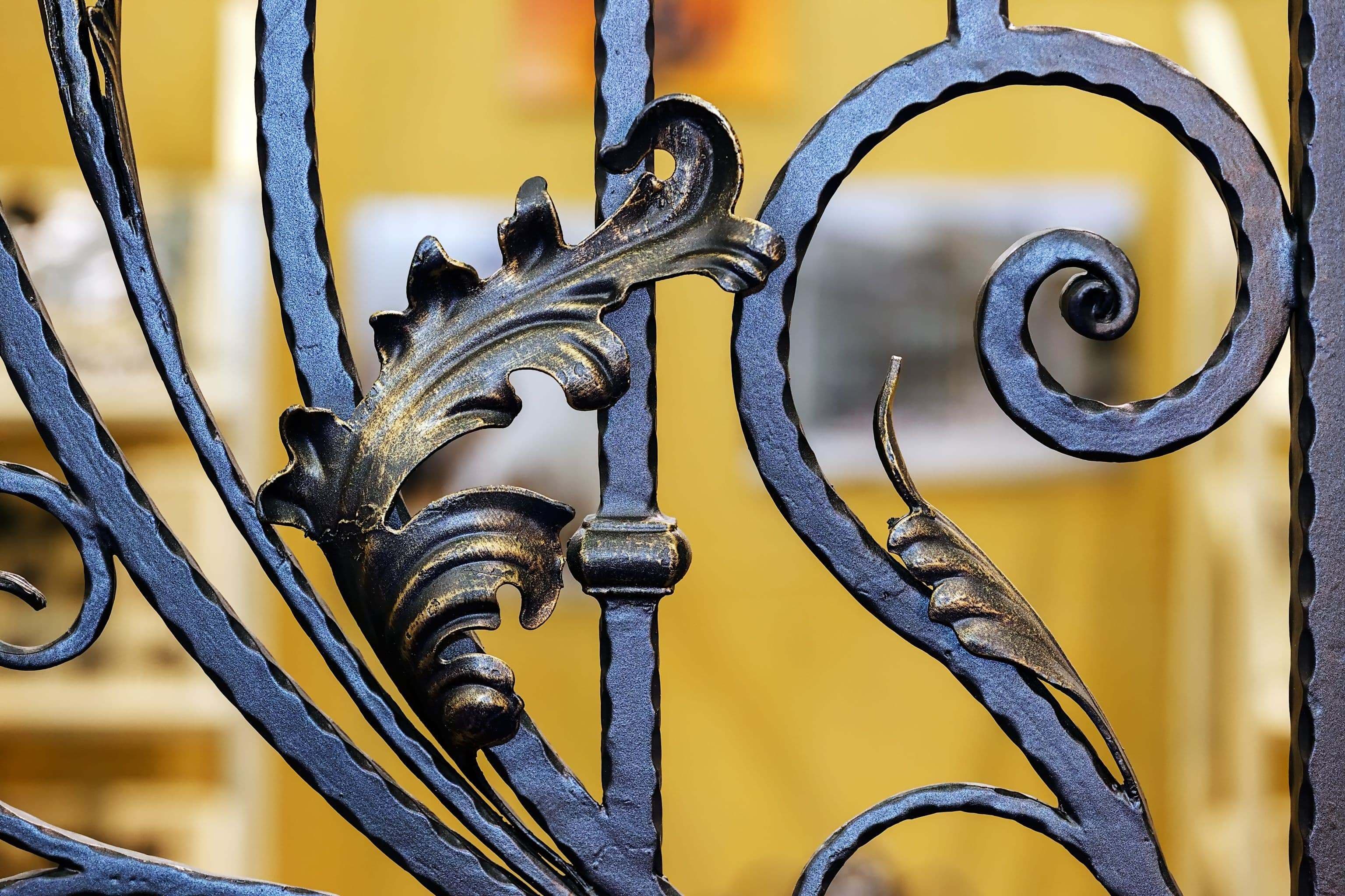 wrought iron details of ornamental gate