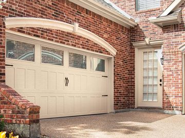 Wayne Dalton Model 8310 riverton panel almond finish plain wind sqr