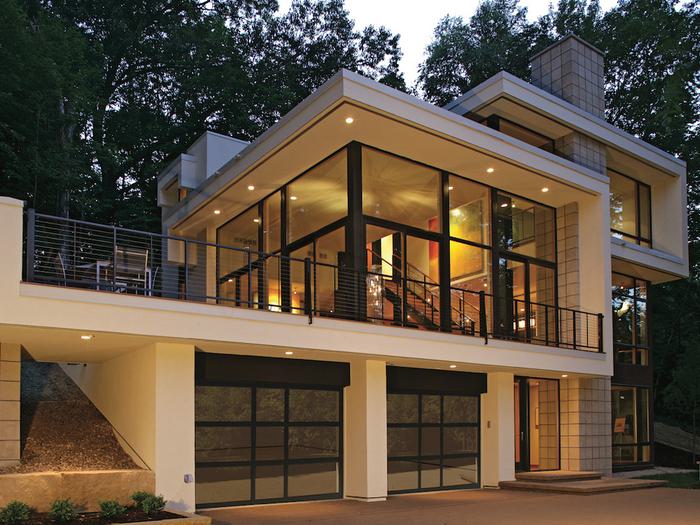 Creative Door Services Style View Custom Tinted Mixed Panel Garage Doors