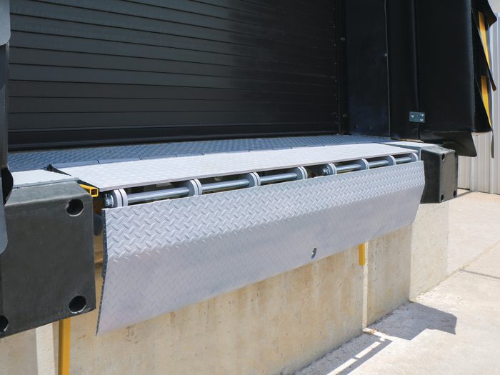 Dock leveler platform at a commercial loading dock