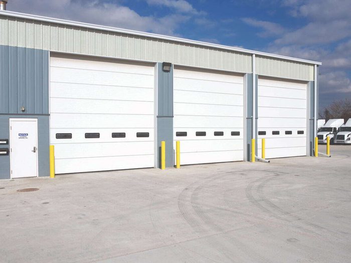 Exterior view of commercial sectional doors