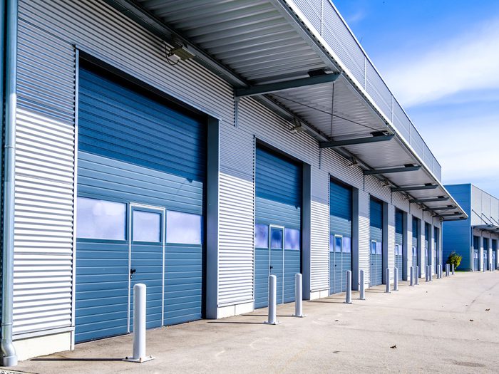 Modern facade of a warehouse