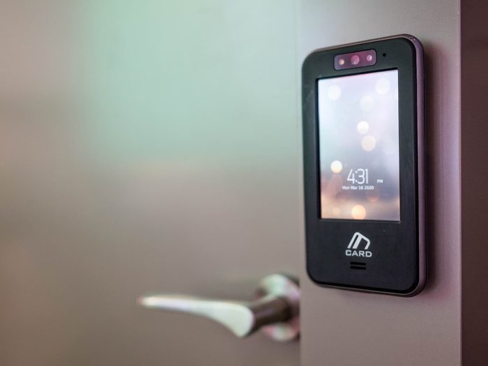 Door security entrance access card scanner