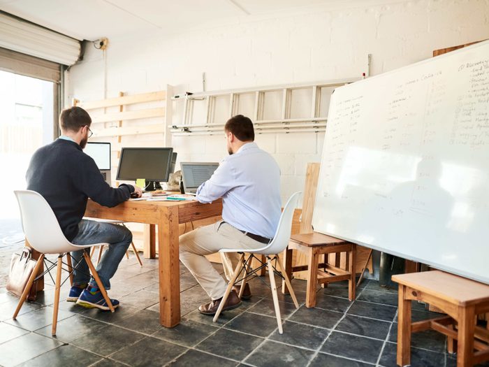 Home office in garage