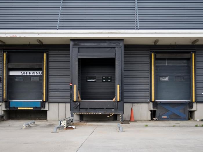 Loading dock and levelers at warehouse